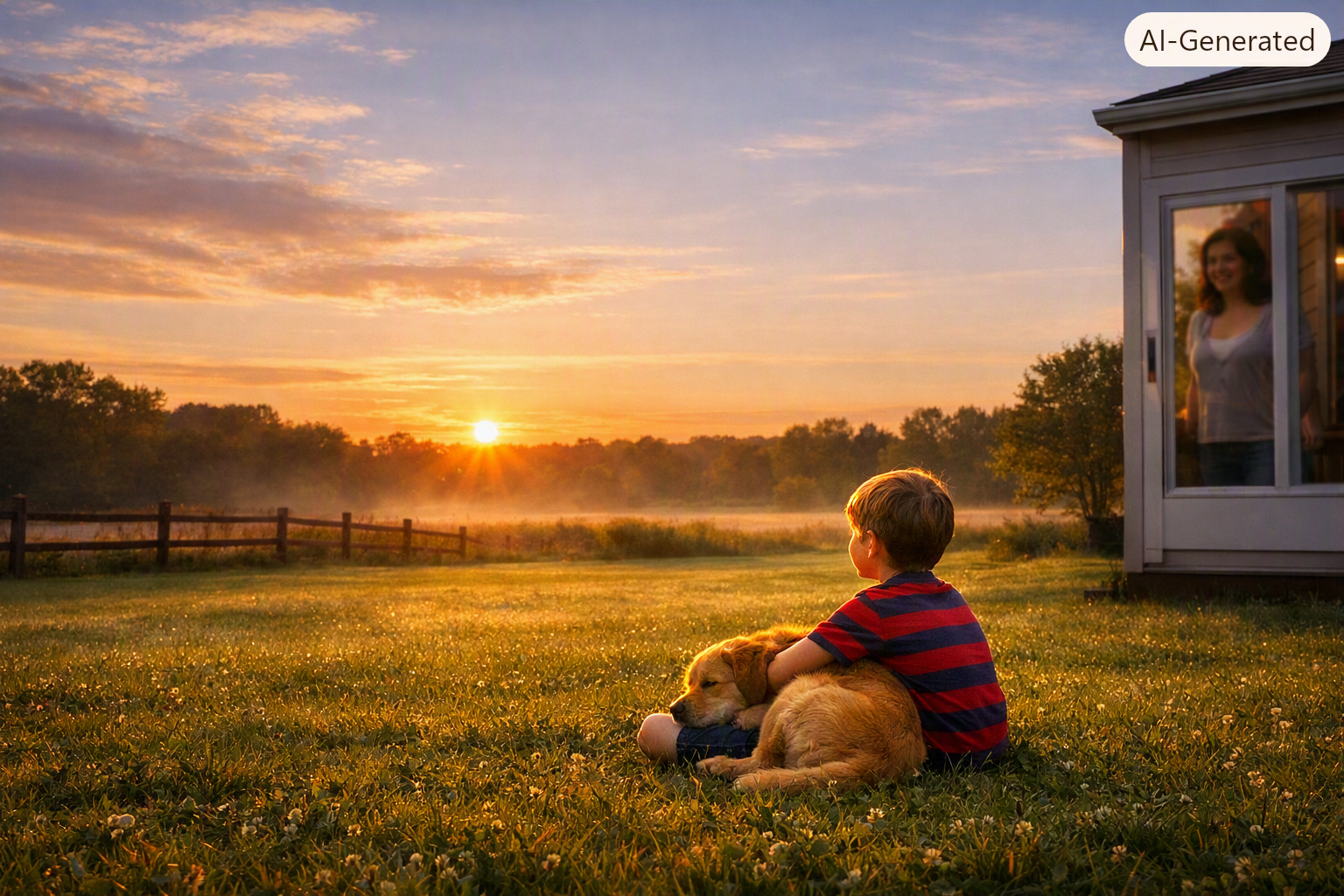 Boy and dog illustration