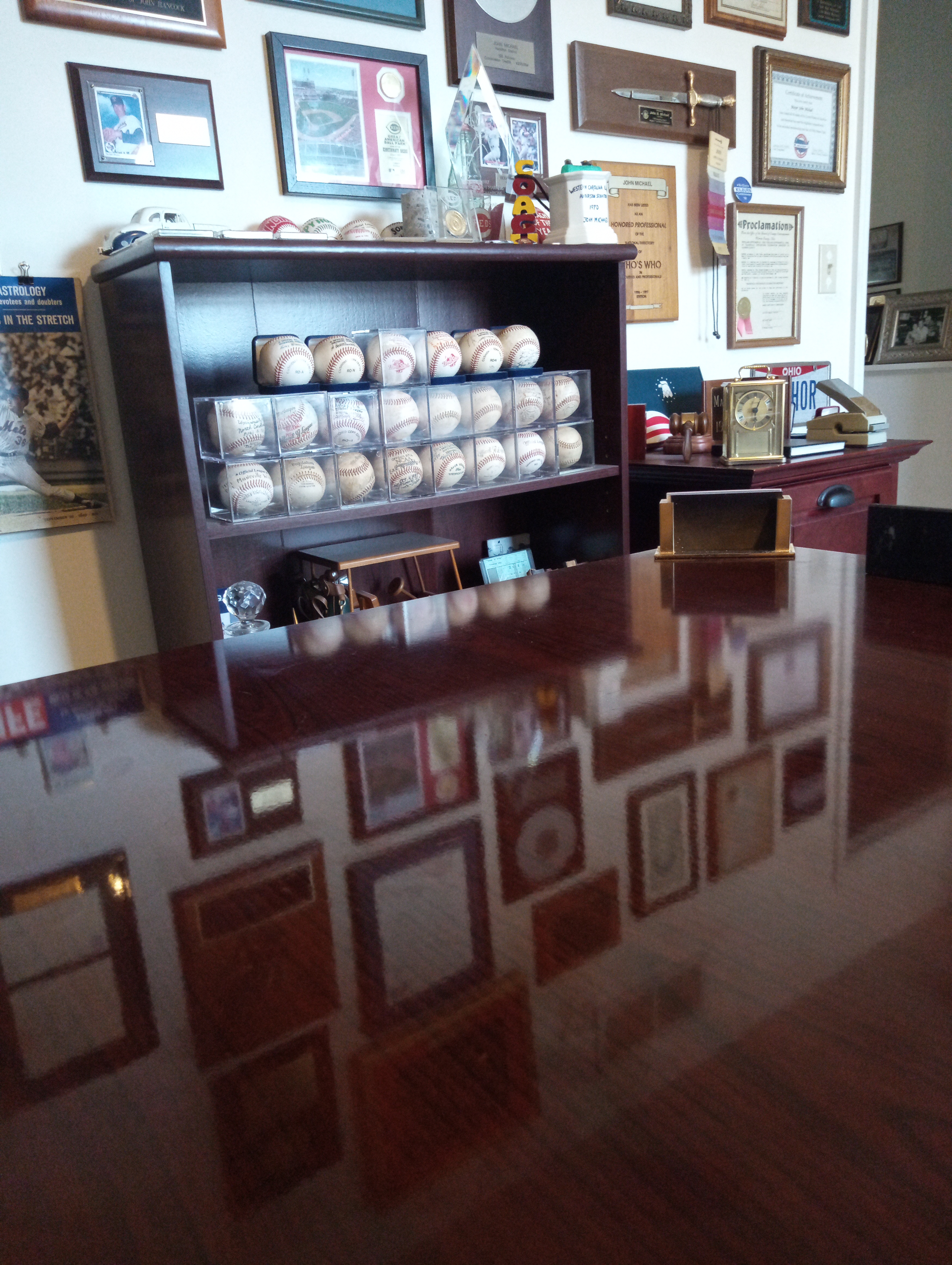 Framed Senators drawing with baseball cards