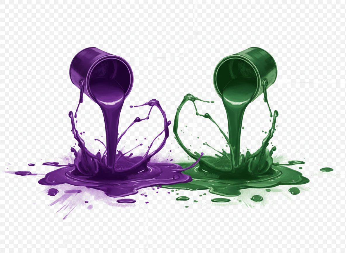 John Michael author portrait – purple and green paint splash
