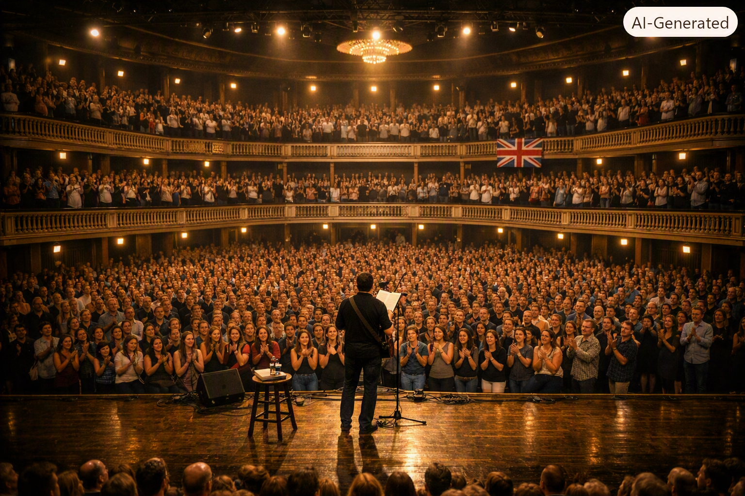 John Michael performing to a packed auditorium