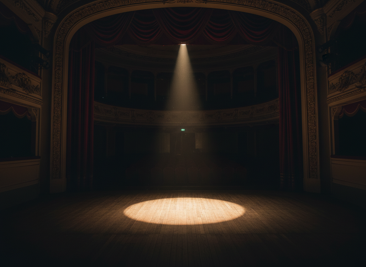 Empty stage with a single spotlight